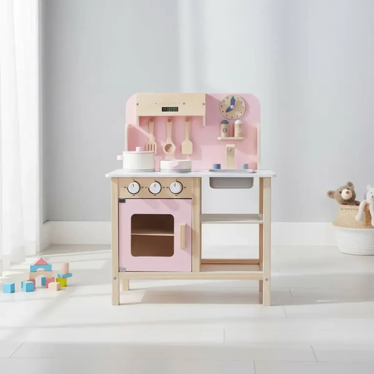 ✨ Cocina de Juguete de Madera Rosada Scoop